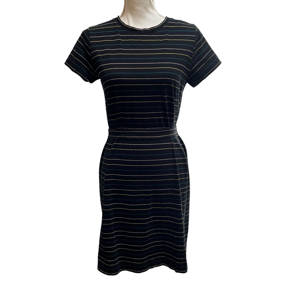 A.P.C. Rue Madame Paris Striped Cotton Dress Black Multicolor XS France